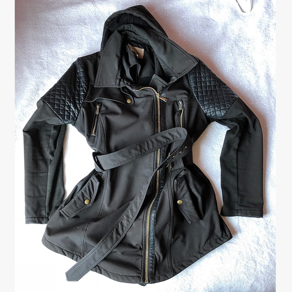 BCBGeneration Jackets & Blazers - BCBG Hooded Raincoat in Black